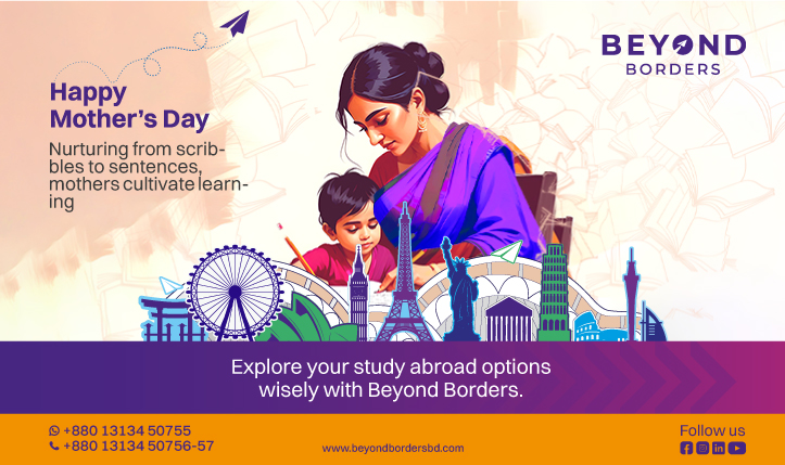 Beyond Borders Mother's Day study-abroad campaign artwork.