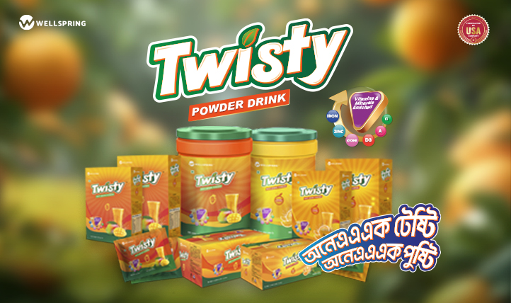 Wellspring Twisty powder drink product campaign artwork.