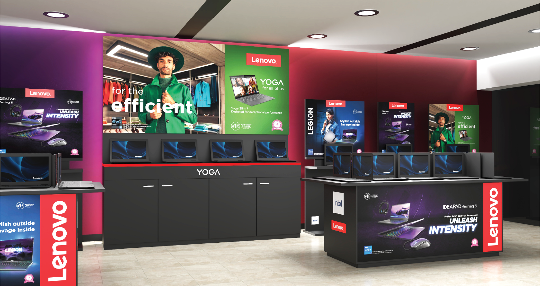 Lenovo Yoga retail display.